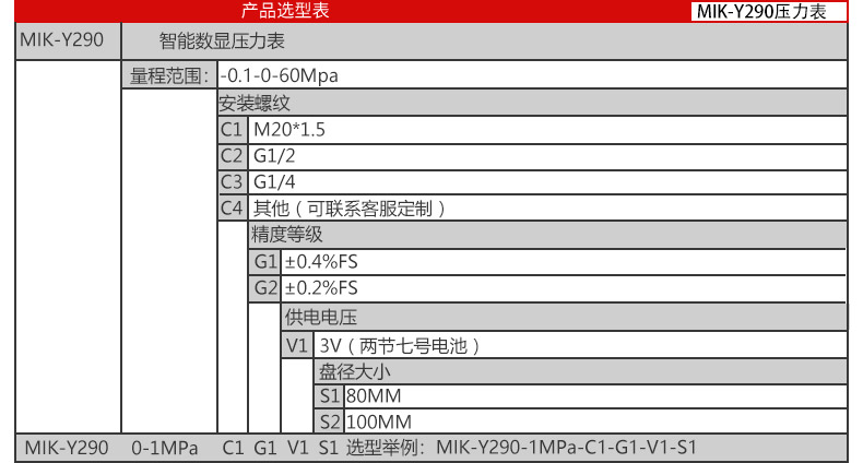 數顯壓力表參數